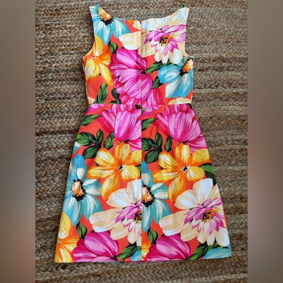Milly Size 6 Colorful Bright Floral Sleeveless V Neck Dress - Picture 8 of 10